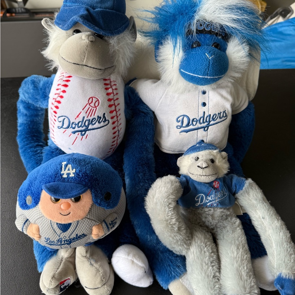 Blue and White Dodgers stuffed animals. Bundle pack